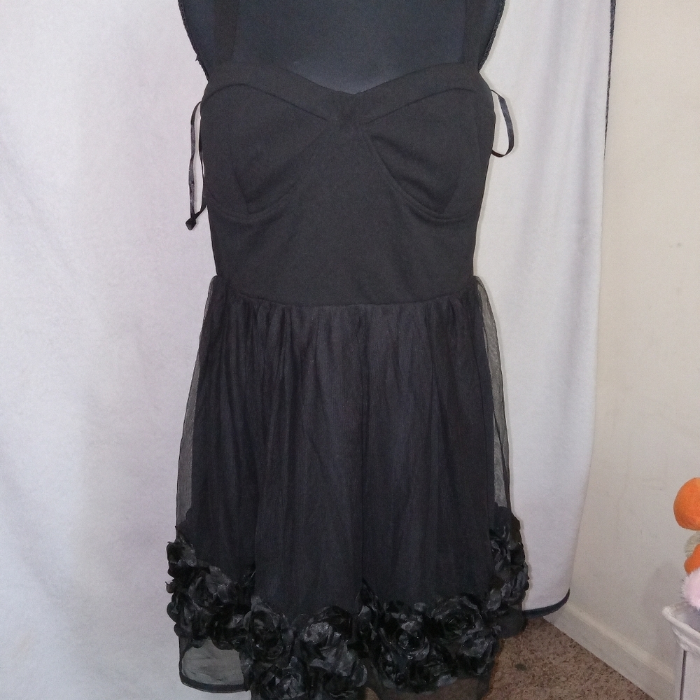 Trixxi Black Midi Dress with Floral Detail Trim
